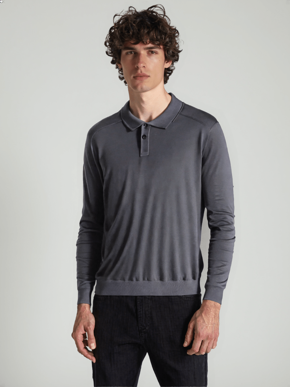 Long Sleeve Knit Polo Cardigan