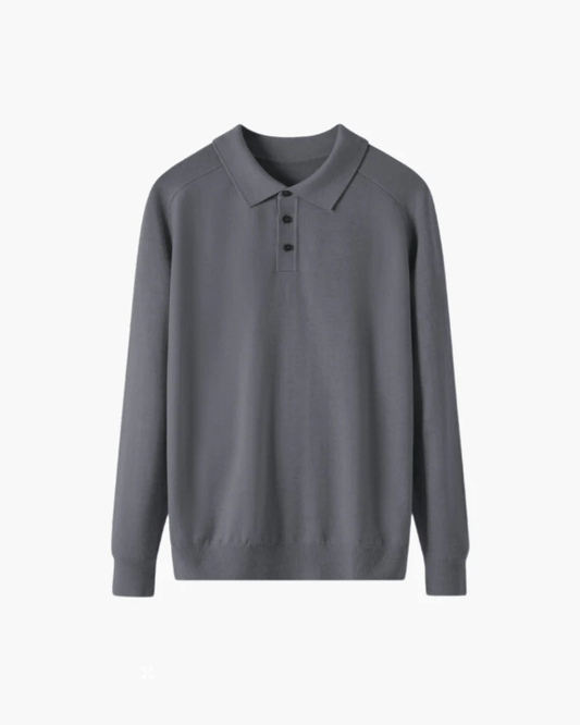 Long Sleeve Knit Polo Cardigan