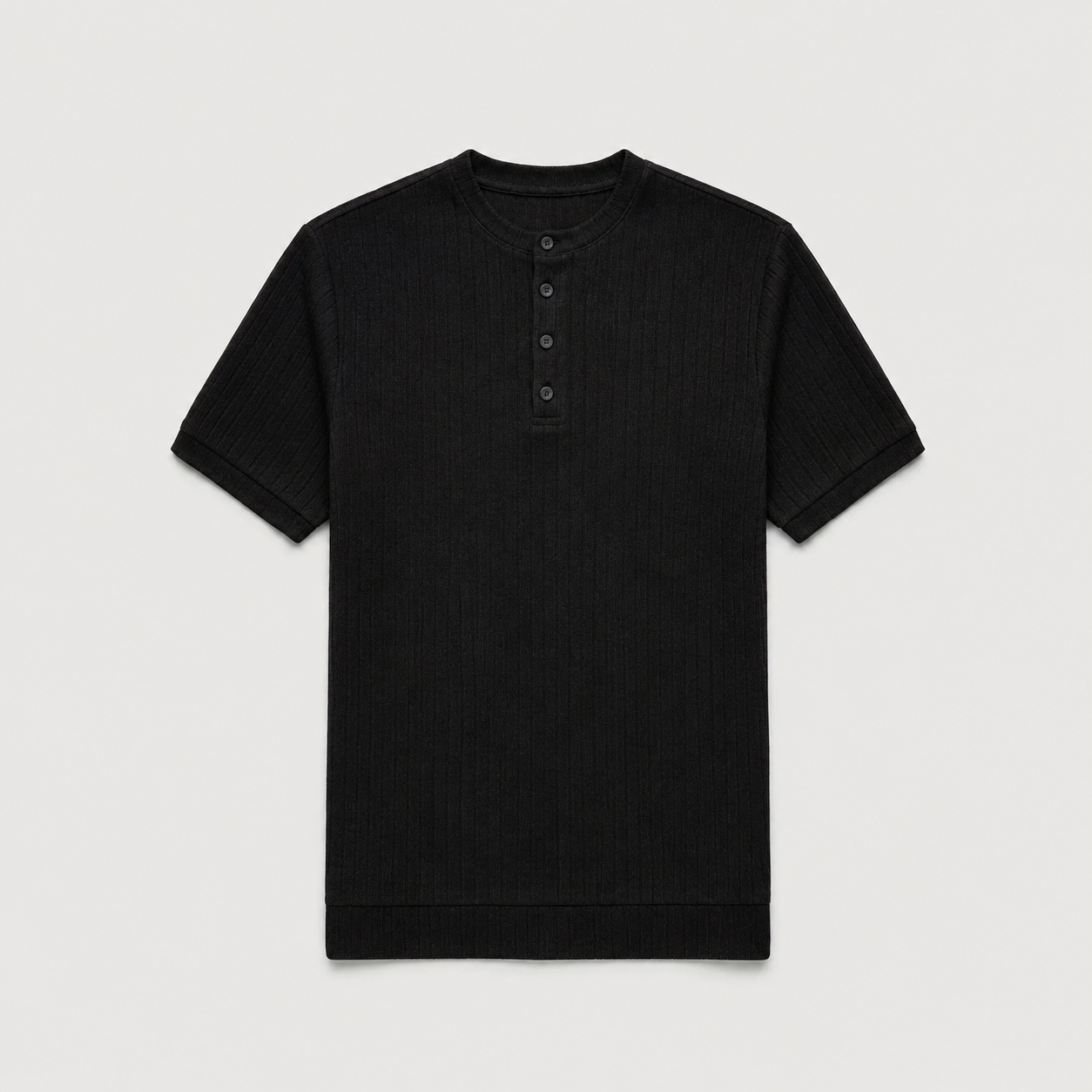 Men’s Ribbed Henley Shirt – Classic Short Sleeve Knit Tee
